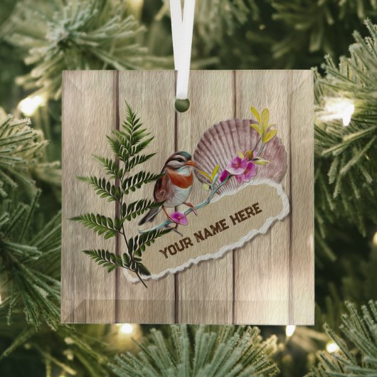 Ornement En Verre Papier tordu rustique Peinture à huile de bois Per (Insitu)