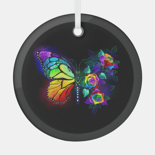 Ornement En Verre Papillon arc-en-ciel (Recto)