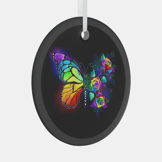 Ornement En Verre Papillon arc-en-ciel (Avant droite)