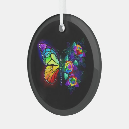 Ornement En Verre Papillon arc-en-ciel (Avant gauche)