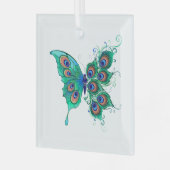 Ornement En Verre Papillon aux plumes de paon vert (Avant gauche)