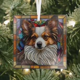 Ornement En Verre Papillon Chien "Verre Tiré"