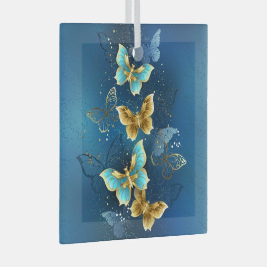 Ornement En Verre Papillons d'or (Avant droite)