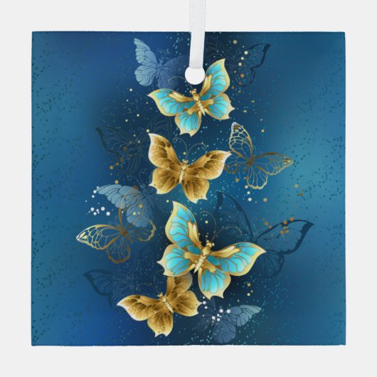 Ornement En Verre Papillons d'or (Verso)