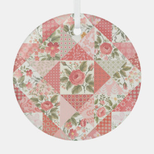 Ornement En Verre Papillons rose Patchwork sans couture
