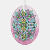 Ornement En Verre Papillons roses Mandala Noël (Avant gauche)