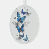 Ornement En Verre Papillons volants bleus Morpho (Avant droite)