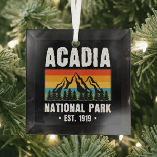 Ornement En Verre Parc national Acadia, Maine Retro Vintage