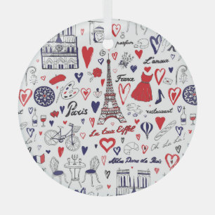 Ornement En Verre Paris vintage : Motif de ligne de voyage