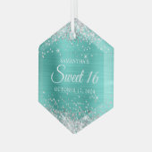 Ornement En Verre Parties scintillant d'argent Turquoise Foil Sweet  (Avant gauche)