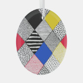 Ornement En Verre Patchwork arrière - plan : oiseaux, pois. (Avant droite)