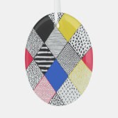 Ornement En Verre Patchwork arrière - plan : oiseaux, pois. (Avant gauche)