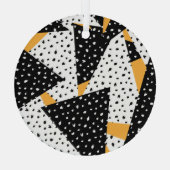 Ornement En Verre Patchwork de points minimaux : noir blanc jaune (Verso)