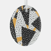 Ornement En Verre Patchwork de points minimaux : noir blanc jaune (Avant droite)