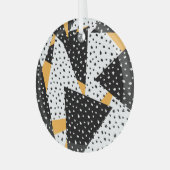 Ornement En Verre Patchwork de points minimaux : noir blanc jaune (Avant gauche)
