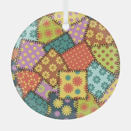 Ornement En Verre Patchwork Eclectique : Mélange Motif Diverse (Recto)