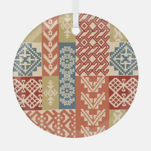 Ornement En Verre Patchwork géométrique Ethnic Motif sans fil