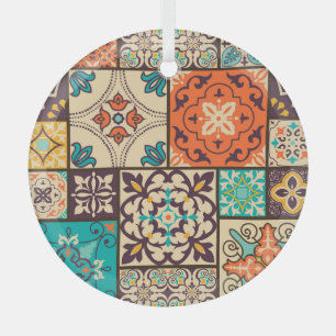 Ornement En Verre Patchwork islamique coloré : Carrelage Vintage.