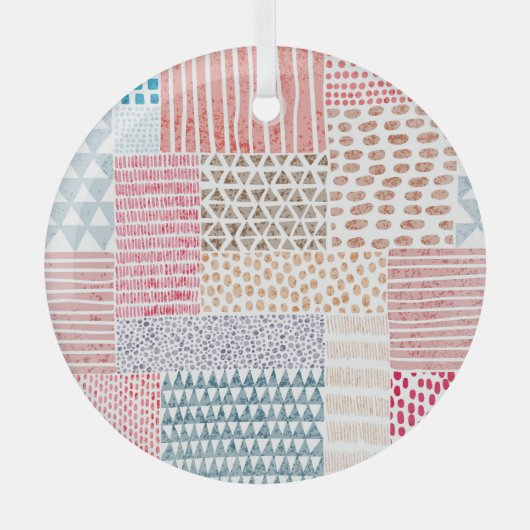 Ornement En Verre Patchwork Style mignon Motif Doodé (Recto)