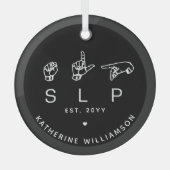 Ornement En Verre Pathologiste de langage SLP personnalisé ASL (Recto)