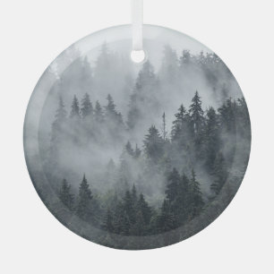 Ornement En Verre Paysage de montagne Misty Style Vintage