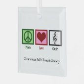 Ornement En Verre Peace Love Chorale Custom Chorale Groupe Noël (Avant gauche)