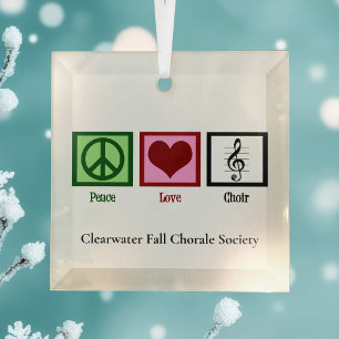 Ornement En Verre Peace Love Chorale Custom Chorale Groupe Noël