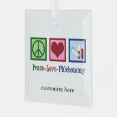 Ornement En Verre Peace Love Phlebotomie Noël personnalisé (Avant gauche)