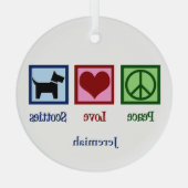 Ornement En Verre Peace Love Scotties Cute Custom Scottish Terrier (Verso)