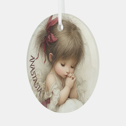 Ornement En Verre Peaceful Devotion with Custom Name (Avant gauche)