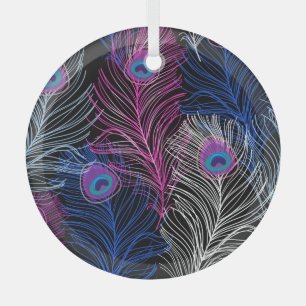 Ornement En Verre Peacock Feathk Dark : Gorgeous Design Vintage