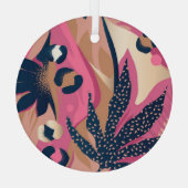 Ornement En Verre Peau Léopard Moderne, Flore Exotique. (Verso)