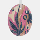 Ornement En Verre Peau Léopard Moderne, Flore Exotique. (Avant droite)