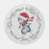 Ornement En Verre Penguin de patinage sur glace en Wreath d'hiver (Recto)