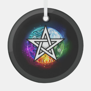 Ornement En Verre pentagramme wiccan