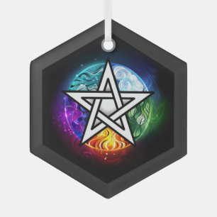 Ornement En Verre pentagramme wiccan