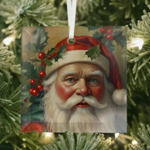 Ornement En Verre Père Noël avec gui