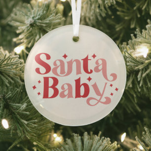 Ornement En Verre Père Noël Baby - Typographie de Noël rétro