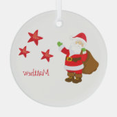 Ornement En Verre Père Noël personnalisé avec étoiles (Verso)