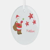 Ornement En Verre Père Noël personnalisé avec étoiles (Avant gauche)