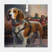 Ornement En Verre Période de fêtes de Noël Beagle (Verso)