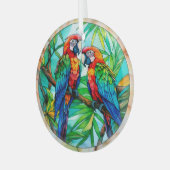 Ornement En Verre Perroquets colorés Vitrail (Avant gauche)