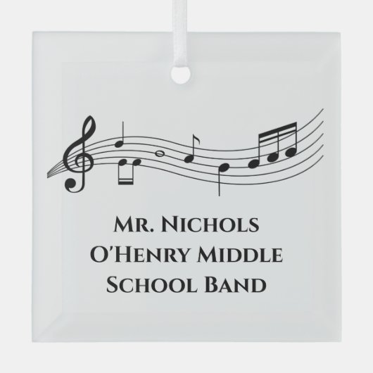 Ornement En Verre Personalized Music Teacher Musical Notes Christmas (Recto)