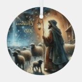 Ornement En Verre Personalized Nativity Shepherd (Verso)