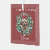 Ornement En Verre Personalized Pet Christmas with Wreath & Name (Avant gauche)