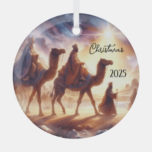 Ornement En Verre Personalized Three Wise Men Caravan (Recto)