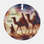 Ornement En Verre Personalized Three Wise Men Caravan (Verso)
