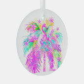 Ornement En Verre Personalized Tropical Palm Tree Flamngo Christmas (Avant droite)