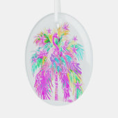 Ornement En Verre Personalized Tropical Palm Tree Flamngo Christmas (Avant gauche)