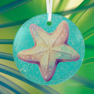 Ornement En Verre Personalized Tropical Starfish Christmas Holiday